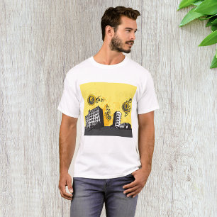 Städtische Skyline Gelb und Grau Retro Abstrakt T-Shirt