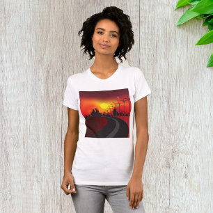 Städtische Sonnenuntergangs-Hochstraße-Skyline T-Shirt