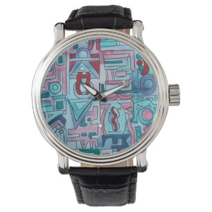 Städtische Straße Zwei-Funky-Abstrakt Geometrische Armbanduhr