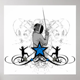 Städtische und angesagte fechtende Illustration Poster