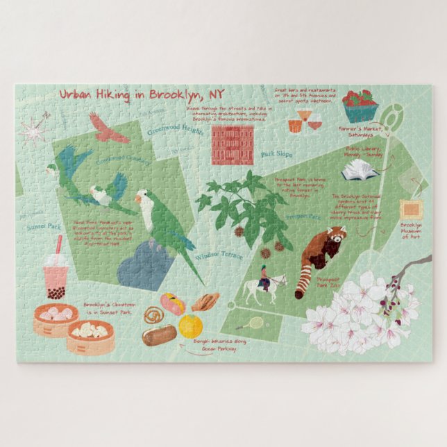 Städtische Wanderkarte von Brooklyn Puzzle (Horizontal)