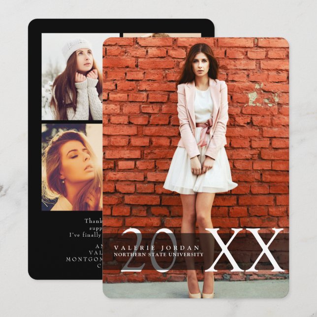 Städtischer Absolvent, Abschluss-Mitteilungen Einladung (Vorne/Hinten)