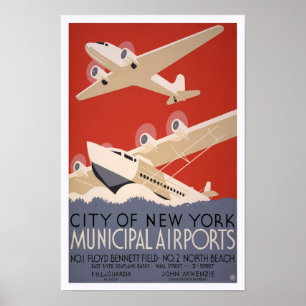 Städtischer Airports, 1936. Vintager Poster