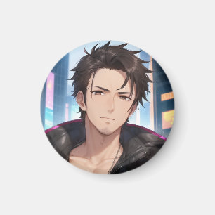 Städtischer Anime-Mann-Porträt-Schlüsselanhänger Magnet