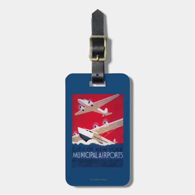 Städtischer Flughafen-Vintages Plakat New York Gepäckanhänger (Vorderseite vertikal)
