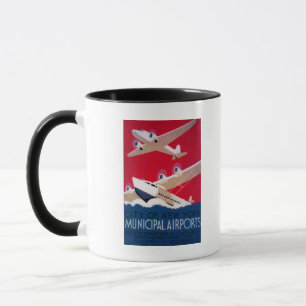 Städtischer Flughafen-Vintages Plakat New York Tasse