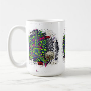 Städtischer Neon-Graffiti-Eiffelturm Kaffeetasse