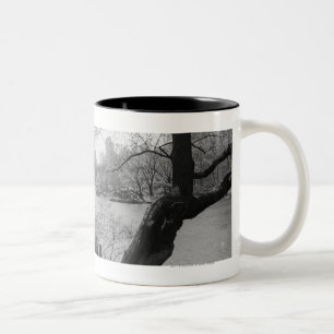 Städtischer Park mit ruhigem See Zweifarbige Tasse