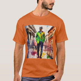 "Städtischer Spaziergang: Farbenfroher Gentleman a T-Shirt