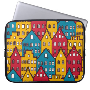 Städtisches Abstrakt: Vintage-Stadtmuster Laptopschutzhülle