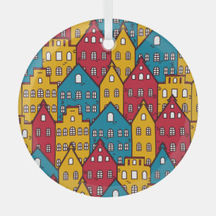 Städtisches Abstrakt: Vintage-Stadtmuster Ornament Aus Glas