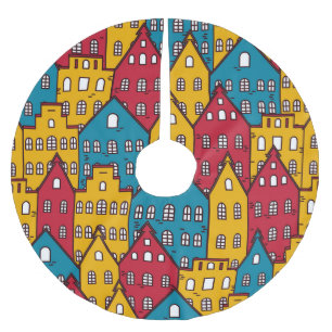 Städtisches abstrakt: Vintages Stadtbild Polyester Weihnachtsbaumdecke