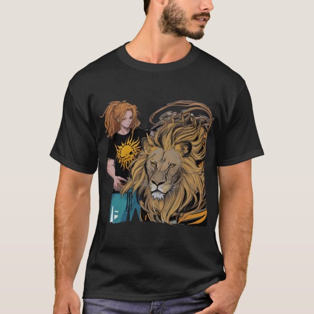 Städtisches Anime-Fantasy-Löwe-Grafik-T-Shirt T-Shirt (Vorderseite)