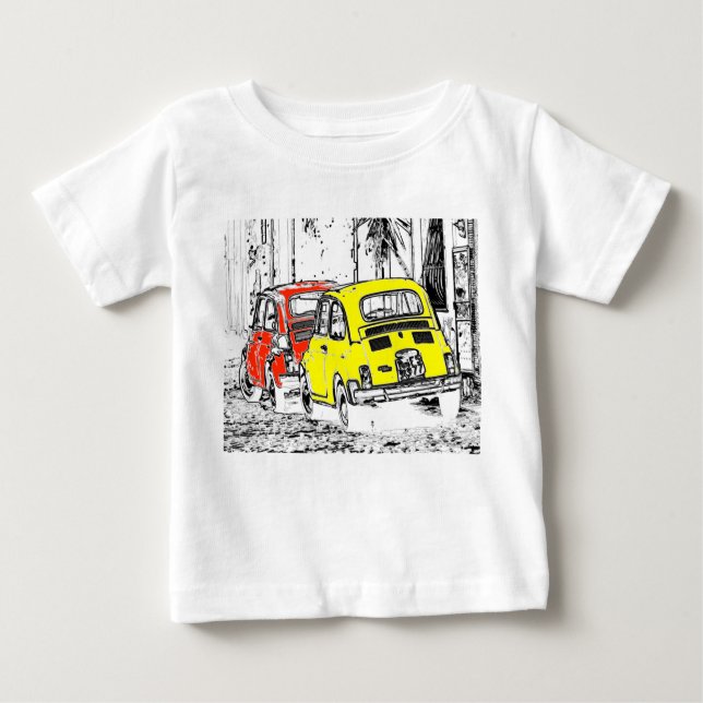 Städtisches Comic in Rot-Gelb-Cartoon Baby T-shirt (Vorderseite)