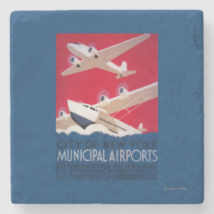 Städtisches Flughafen-Flugblatt New York City Steinuntersetzer