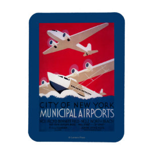 Städtisches Flughafenposter New York City im Vinta Magnet