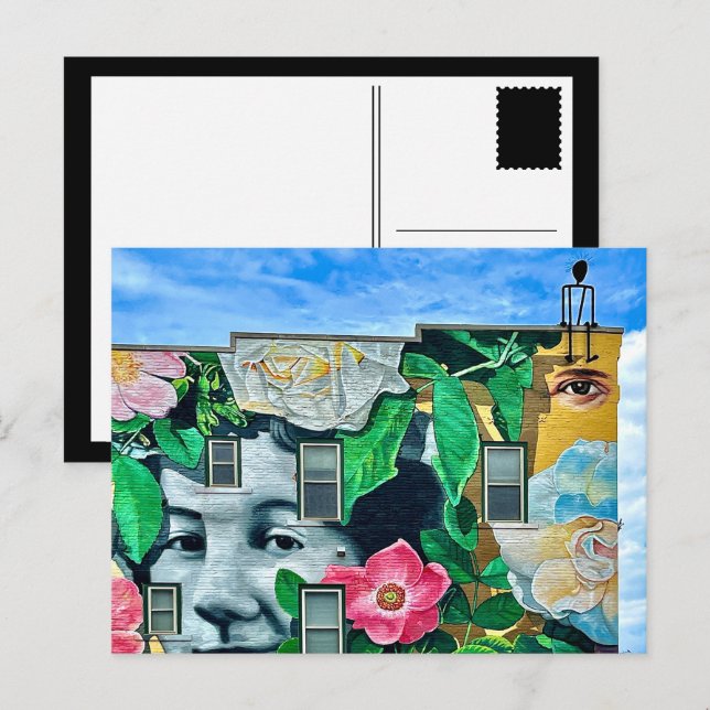 städtisches Graffiti-Gebäude in Dubai Postkarte (Vorne/Hinten)