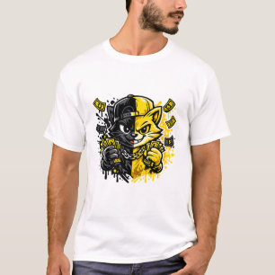Städtisches Graffiti-Katze-Design T-Shirt
