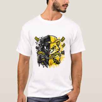 Städtisches Graffiti-Katze-Design T-Shirt