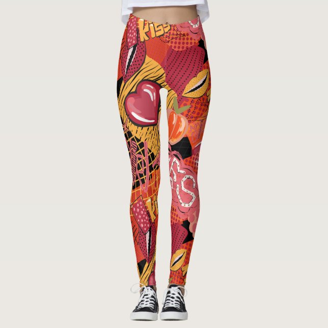 Städtisches Graffiti-Straßenkunstmuster  Leggings (Vorderseite)