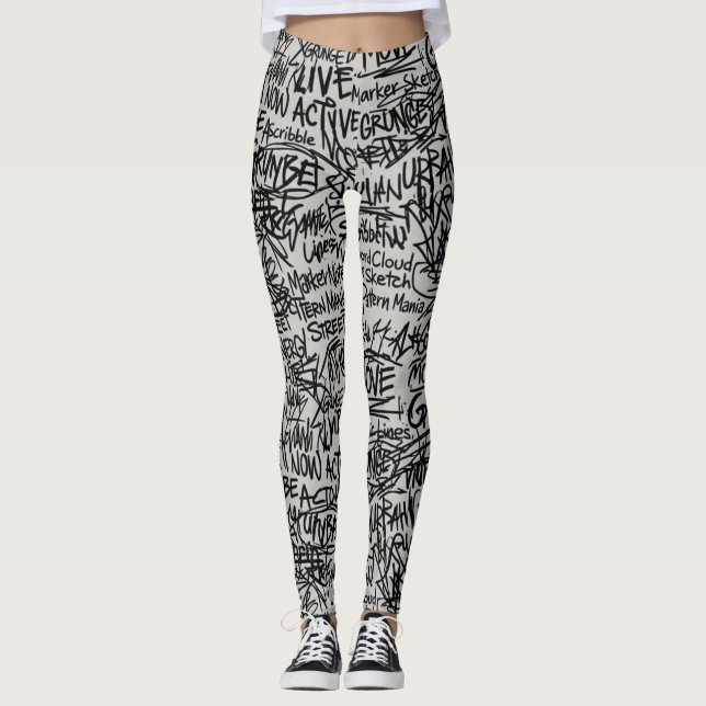 Städtisches Grunge-Gekritzel Leggings (Vorderseite)
