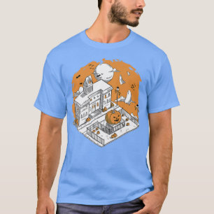 Städtisches Halloween-Haus Spuk Beängstigender Spo T-Shirt