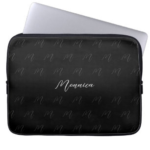 Städtisches Monogramm Schwarze elegante Schrift Laptopschutzhülle