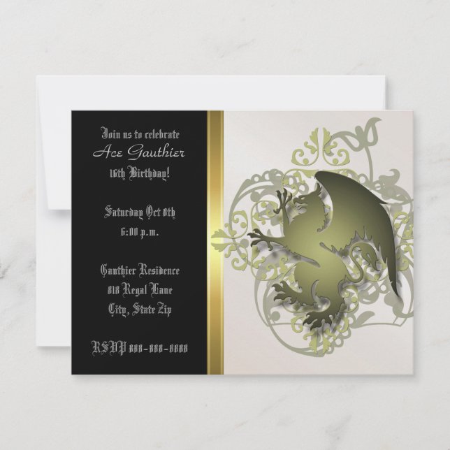 Städtisches olivgrünes einladung (Vorderseite)