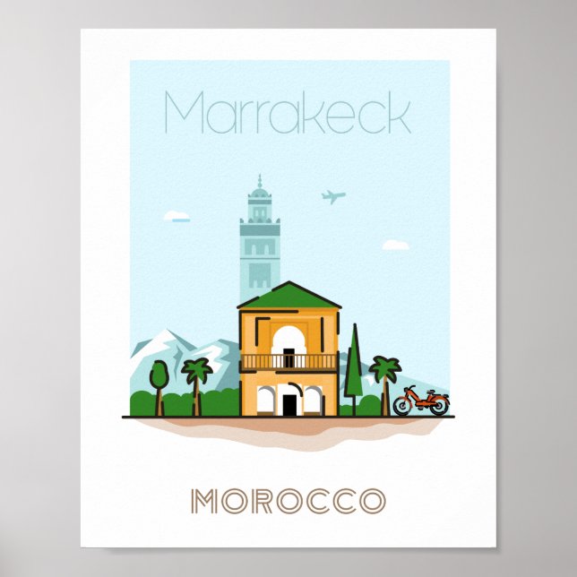 Städtisches Reiseplakat von Marrakesch - Marokko Poster (Vorne)