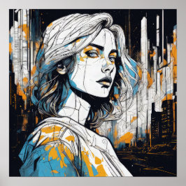 Städtisches Soul: Ein Frauenportrait - Abstrakte M Poster