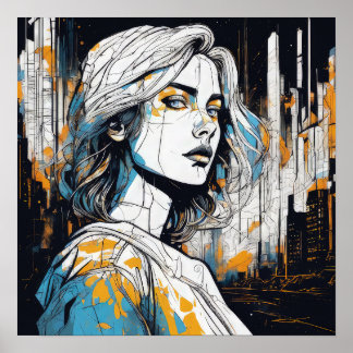 Städtisches Soul: Ein Frauenportrait - Abstrakte M Poster