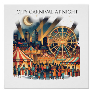 Stadtkarneval bei Nacht Poster