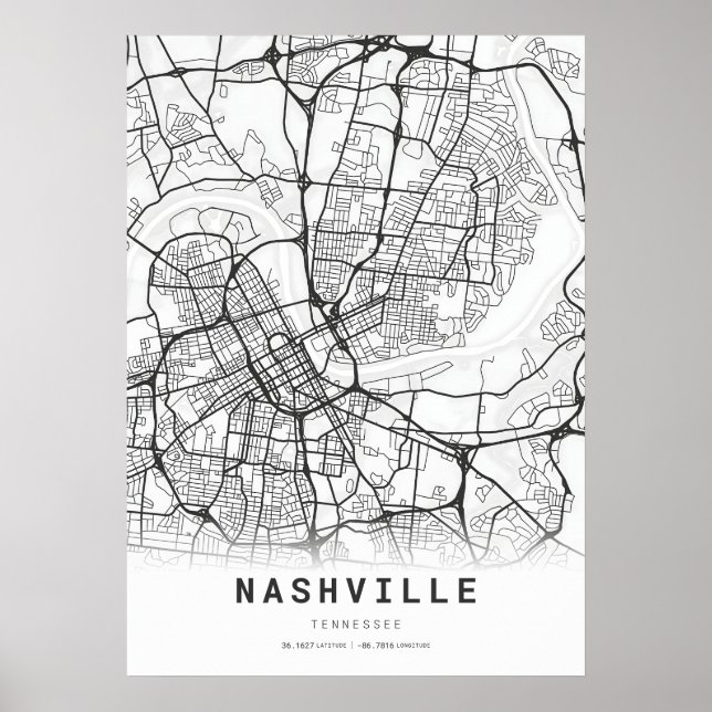 Stadtkarte Nashville Poster (Vorne)