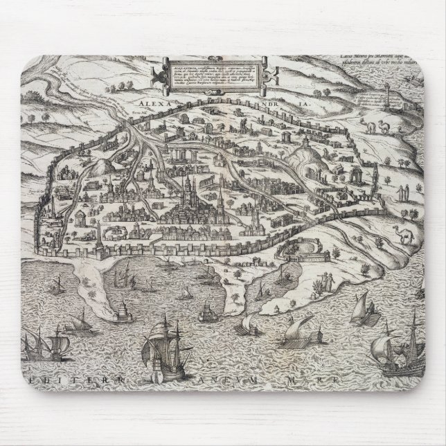Stadtkarte von Alexandria in Ägypten, c.1625 Mousepad (Vorne)