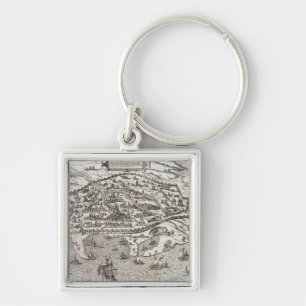 Stadtkarte von Alexandria in Ägypten, c.1625 Schlüsselanhänger
