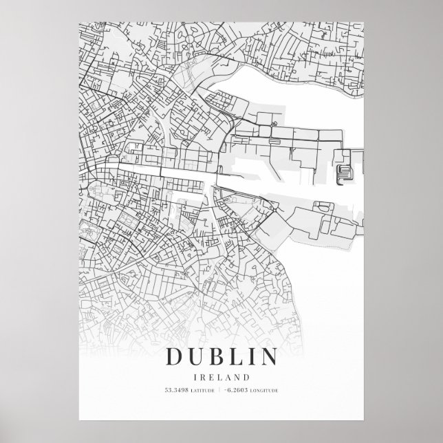 Stadtkarte von Dublin Poster (Vorne)