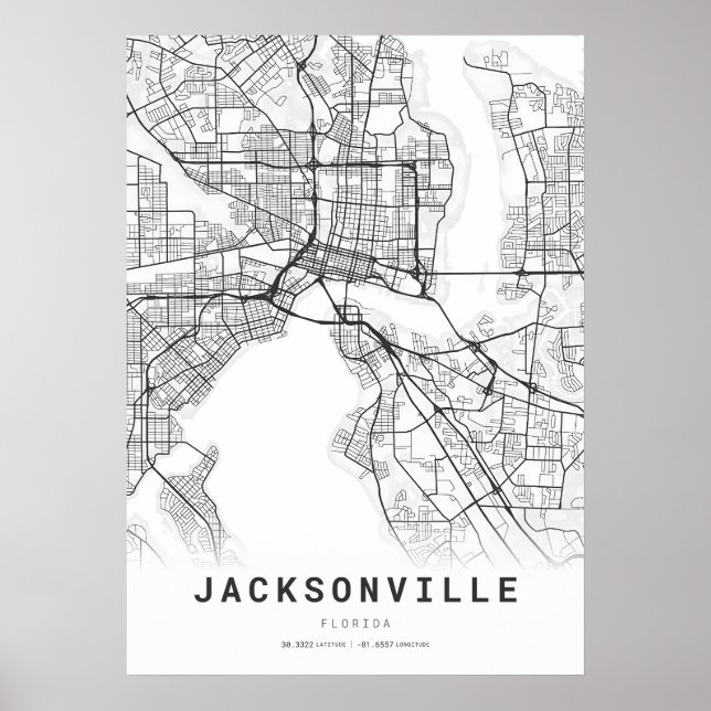 Stadtkarte von Jacksonville Poster (Vorne)
