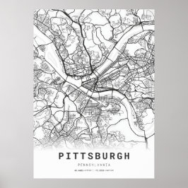 Stadtkarte von Pittsburgh Poster