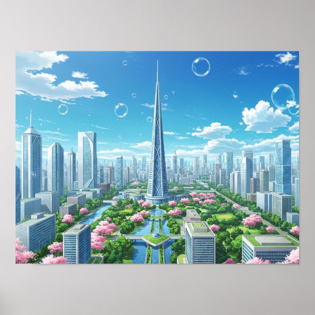 Stadtlandschaft Kunst Abstrakt Urban Architekturde Poster (Vorne)