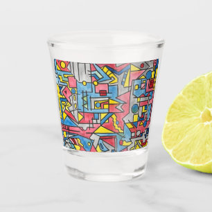 Stadtlandschaft-Moderne Bauhaus-Geometrische Kunst Schnapsglas