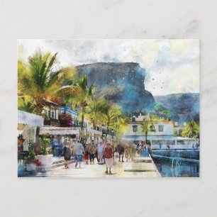 Stadtlandschaft Puerto de Morgan auf Gran Canaria. Postkarte