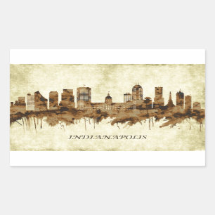 Stadtlandschaft von Indianapolis, Indiana Rechteckiger Aufkleber