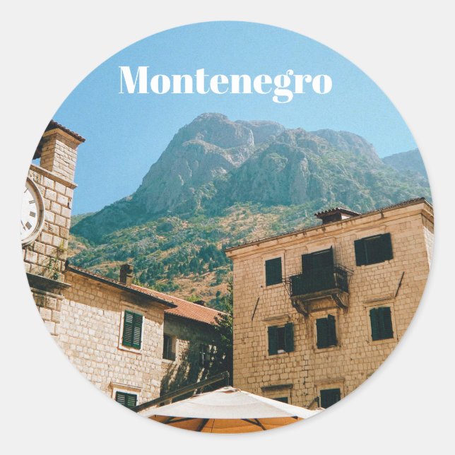 Stadtlandschaft von Montenegro Runder Aufkleber (Vorderseite)