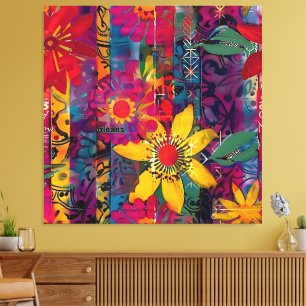 Städtliche Blüte – Lebendige Graffiti-Blumenexplos Leinwanddruck
