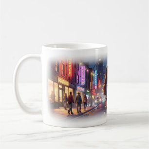 Stadtliebe und Neon-Nächte Poster Kaffeetasse