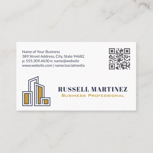 Stadtlogo | Real Anwesen | QR Code Business Card Visitenkarte (Vorderseite)