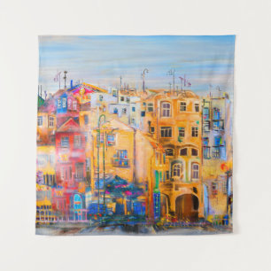 Stadtmoodpainting, Öl, Landschaft, Stadt, abstrakt Wandteppich