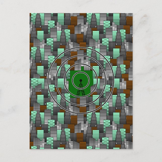 Stadtmuster mit Radio Tower Postkarte (Vorderseite)