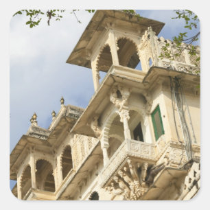Stadtpalast, Udaipur, Rajasthan, Indien Quadratischer Aufkleber