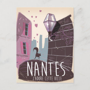 Stadtplakat Nantes Frankreich Postkarte